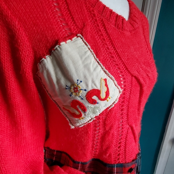 Handmade upcycled lagenlook sweater tartan plaid dress OOAK Small-Large - Picture 7 of 12